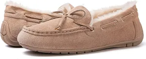 GLOBALWIN Women's Moccasins Shoes Winter Indoor Outdoor Faux Fur Lined Slippers