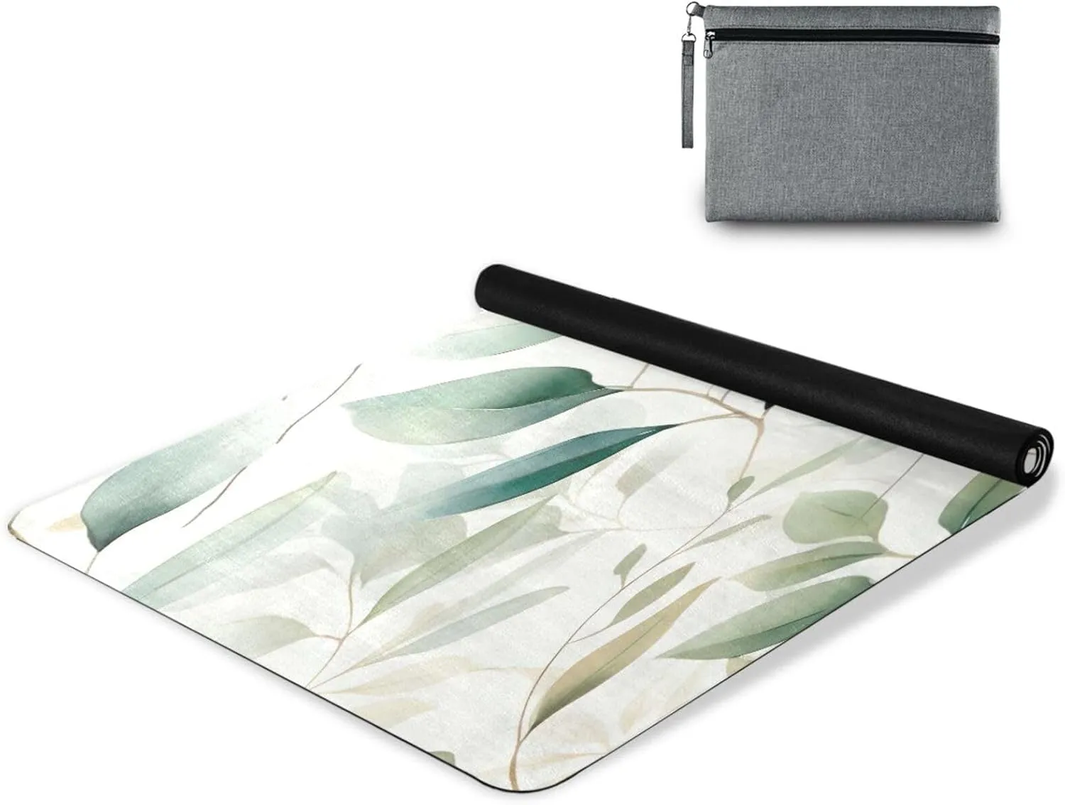 Green Leaves Yoga Mat Tear Resistance & Thick Gym Fitness Mat,Non Slip Natural Rubber Yoga Mat for Yoga, Pilates & Floor Workouts