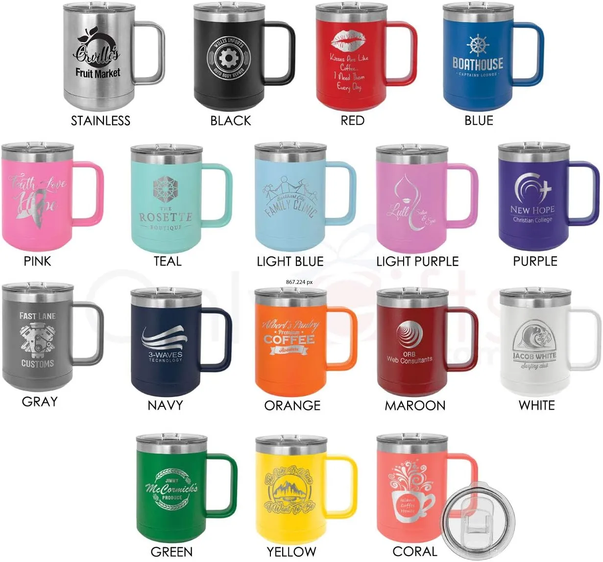 Grill Things BLUE 15 oz Coffee Cup w/Slide Top Lid | Insulated Travel Coffee Mug | BBQ & Grilling Gift Idea For Men Who Have Everything, Dad & Grandpa | Compare To Yeti Rambler | ONLYGIFTS.COM