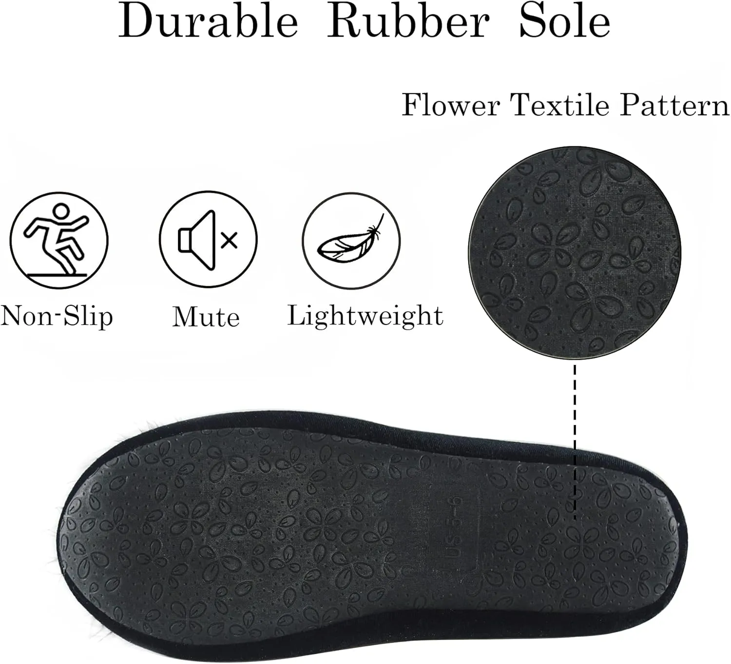 GRITHEIM Women's Fuzzy Pom Pom Velvet Memory Foam House Slippers Ladies Cozy Chenille Knit Bedroom Slippers Non-slip Sole Indoor Outdoor