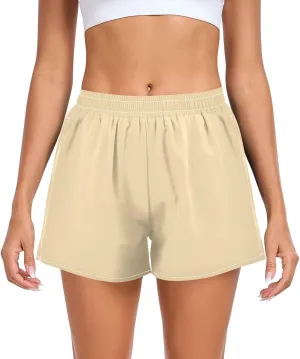 GuoChe Moccasin Yellow Womens Athletic Shorts Loose&Comfy Girls Beach Shorts for Indoor Boating Travel Yoga