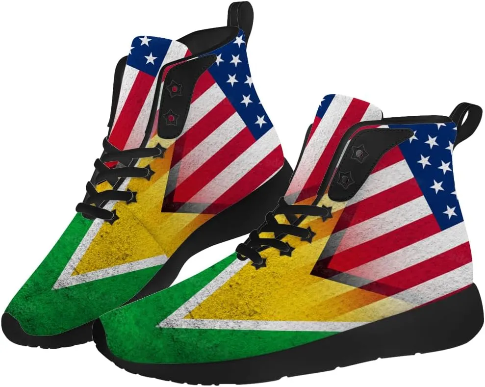 Guyana Flag Shoes for Women Men High Top Sneakers High Top Shoes Gifts for Women Men