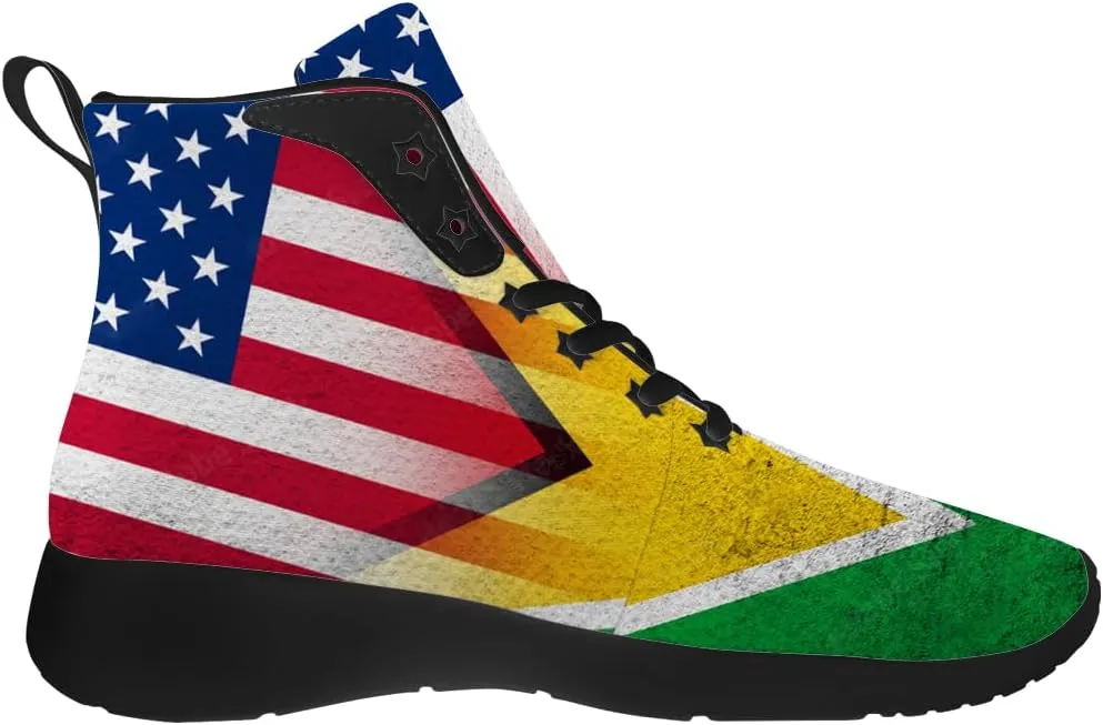Guyana Flag Shoes for Women Men High Top Sneakers High Top Shoes Gifts for Women Men