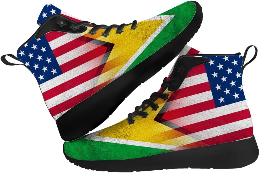 Guyana Flag Shoes for Women Men High Top Sneakers High Top Shoes Gifts for Women Men