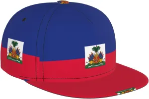 Haitian Flag Outdoor Sports Baseball Cap, Daily Sports Adjustable Fashionable Flat Brim hat, Unisex Four-Season Outdoor Sports Cap, Black