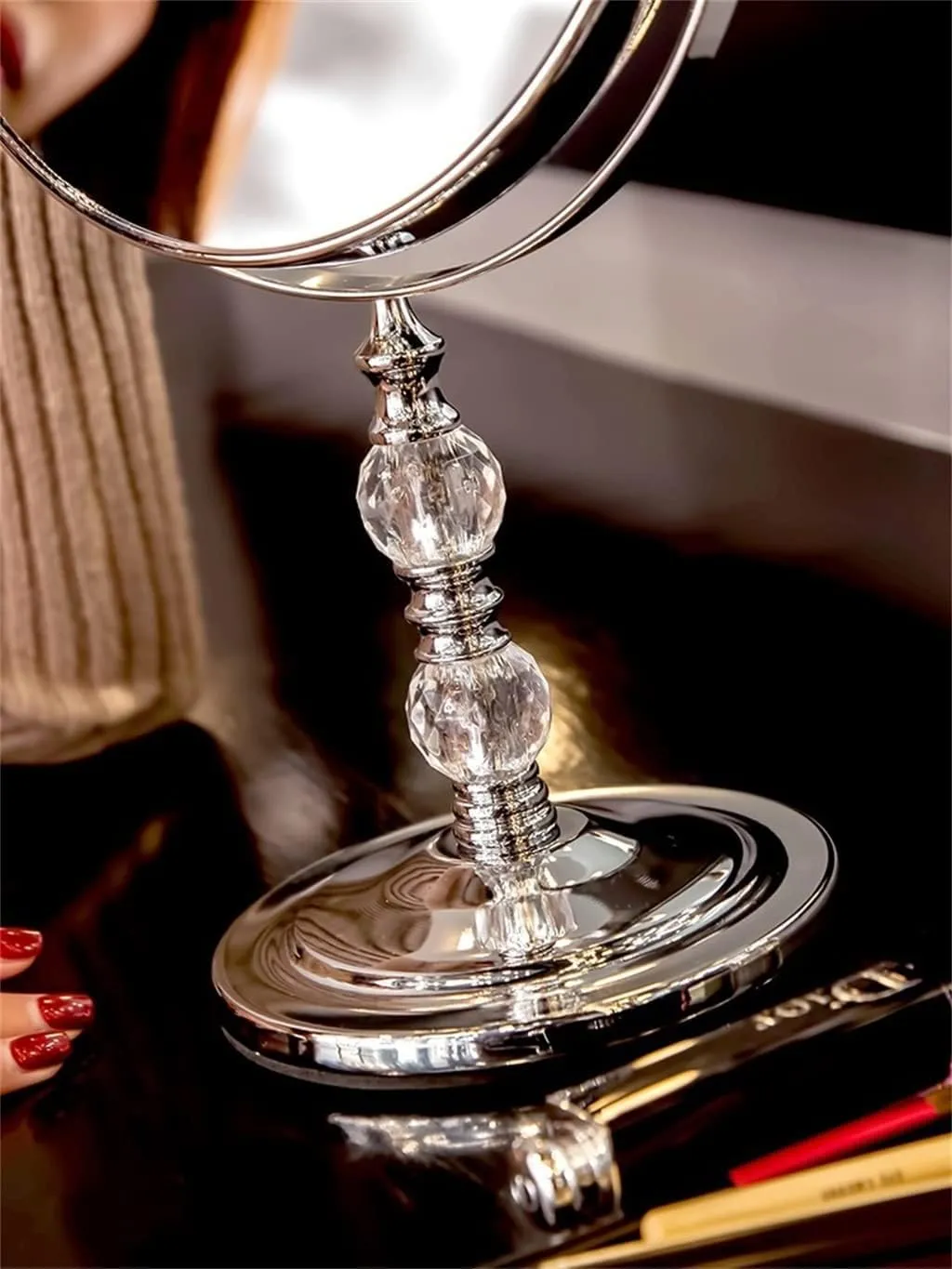 Hand Mirror, Mirror Double-Sided Makeup Mirror, 360° Rotating Magnifying Vanity Mirror, Makeup Beauty Tools Cosmetic Mirror for Home Dormitory Beautiful(6Inch)