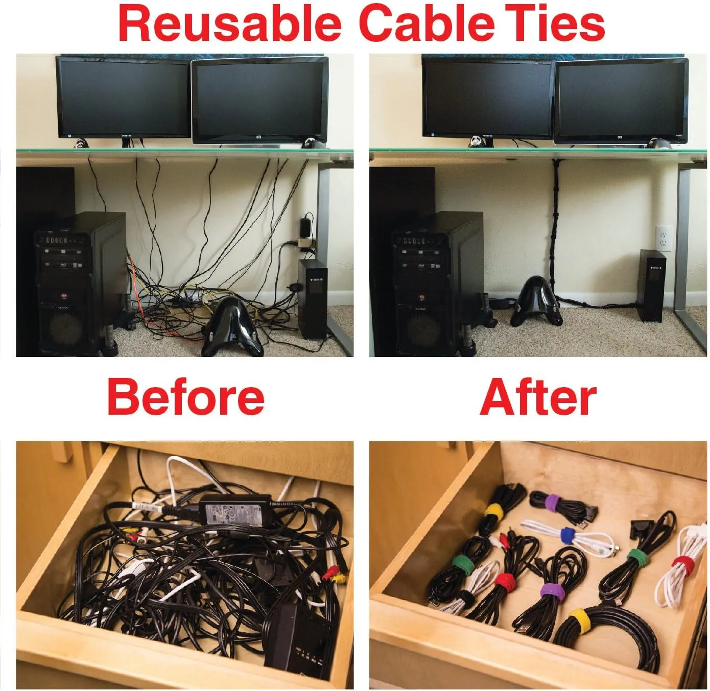 Heaviest Cable Organizer on The Market! Compact and Weighted Desktop Cord Holder and Cable Organizer, Eco-Friendly Silicone, No Bad Smell, Bundled with 4 Reusable Cable Ties! (Green)