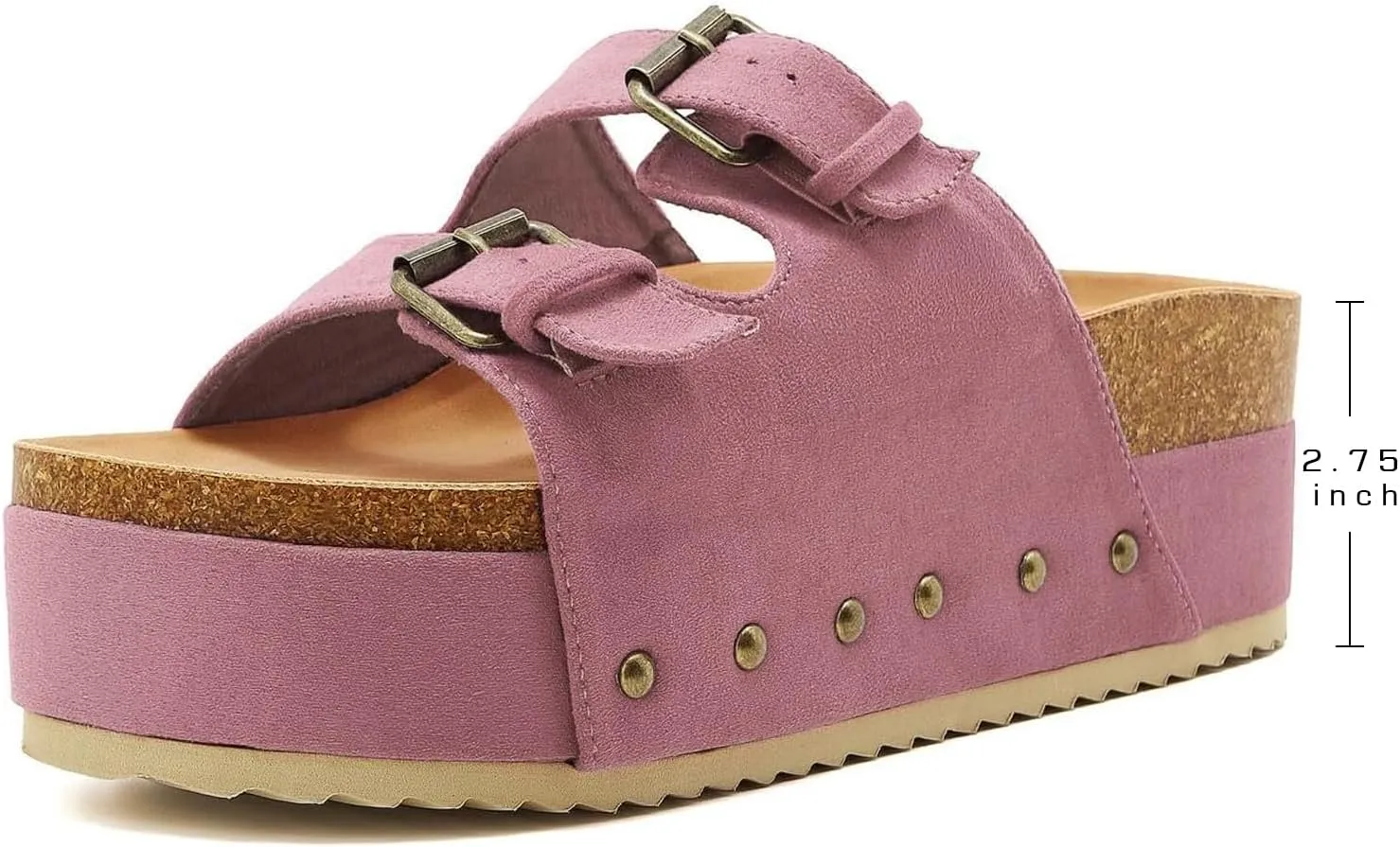 heelchic Platform Sandals Women, Chunky Platform Wedges with Arch Support, Big Buckle Casual Open Toe Slide Sandals
