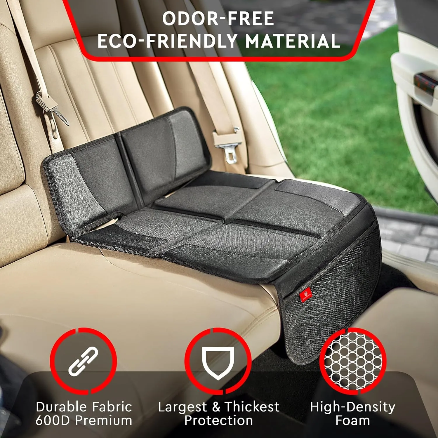 Helteko Carseat Protector with Thickest Padding, 2 Pack Auto Seat Pad from Waterproof & Stain Resistant for Child Baby , Kick Mat Material for Leather and Fabric Seat
