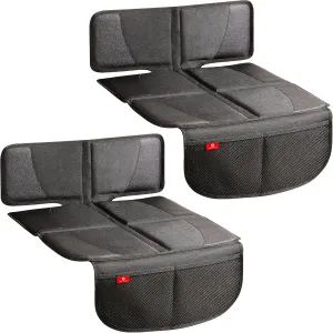 Helteko Carseat Protector with Thickest Padding, 2 Pack Auto Seat Pad from Waterproof & Stain Resistant for Child Baby , Kick Mat Material for Leather and Fabric Seat