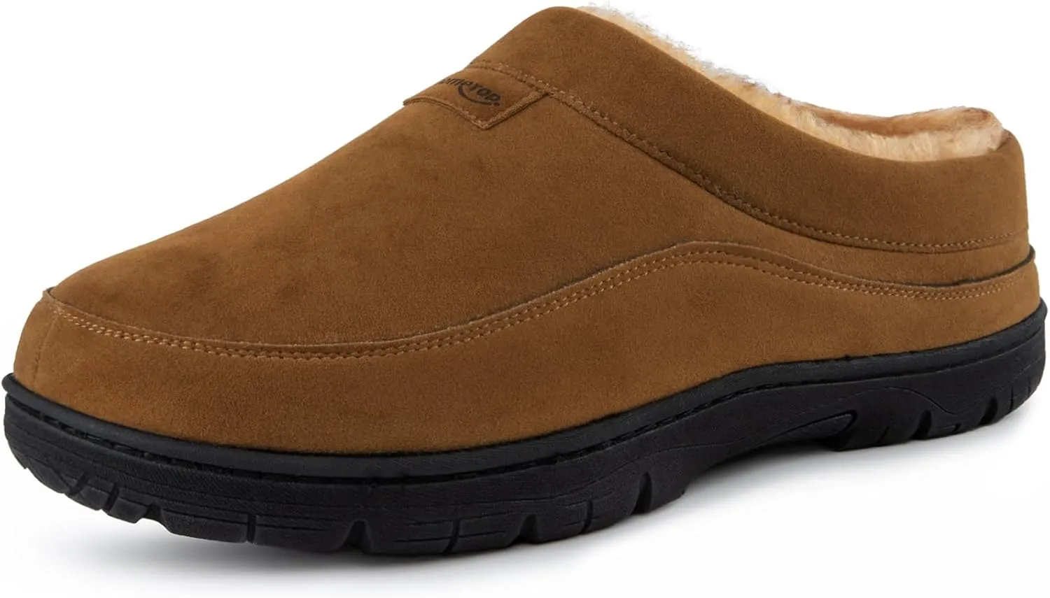 HomeTop Men's Moccasin Slippers Soft Warm Non-slip Memory Foam Indoor House Shoes with Fluffy Lining