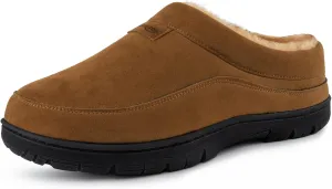 HomeTop Men's Moccasin Slippers Soft Warm Non-slip Memory Foam Indoor House Shoes with Fluffy Lining