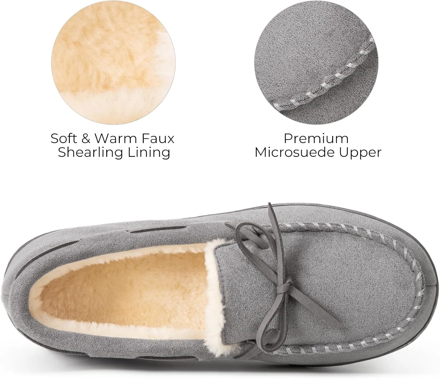 HomeTop Women's Moccasins House Slippers Memory Foam Indoor Outdoor Ladies Shoes