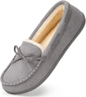 HomeTop Women's Moccasins House Slippers Memory Foam Indoor Outdoor Ladies Shoes