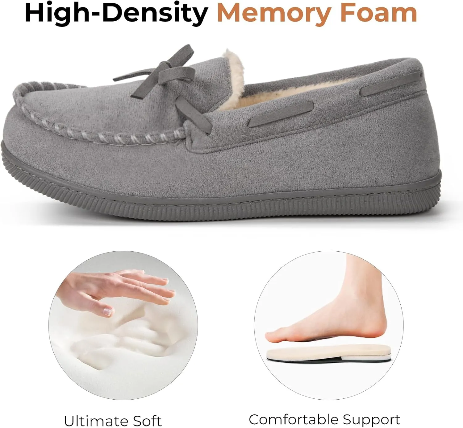 HomeTop Women's Moccasins House Slippers Memory Foam Indoor Outdoor Ladies Shoes