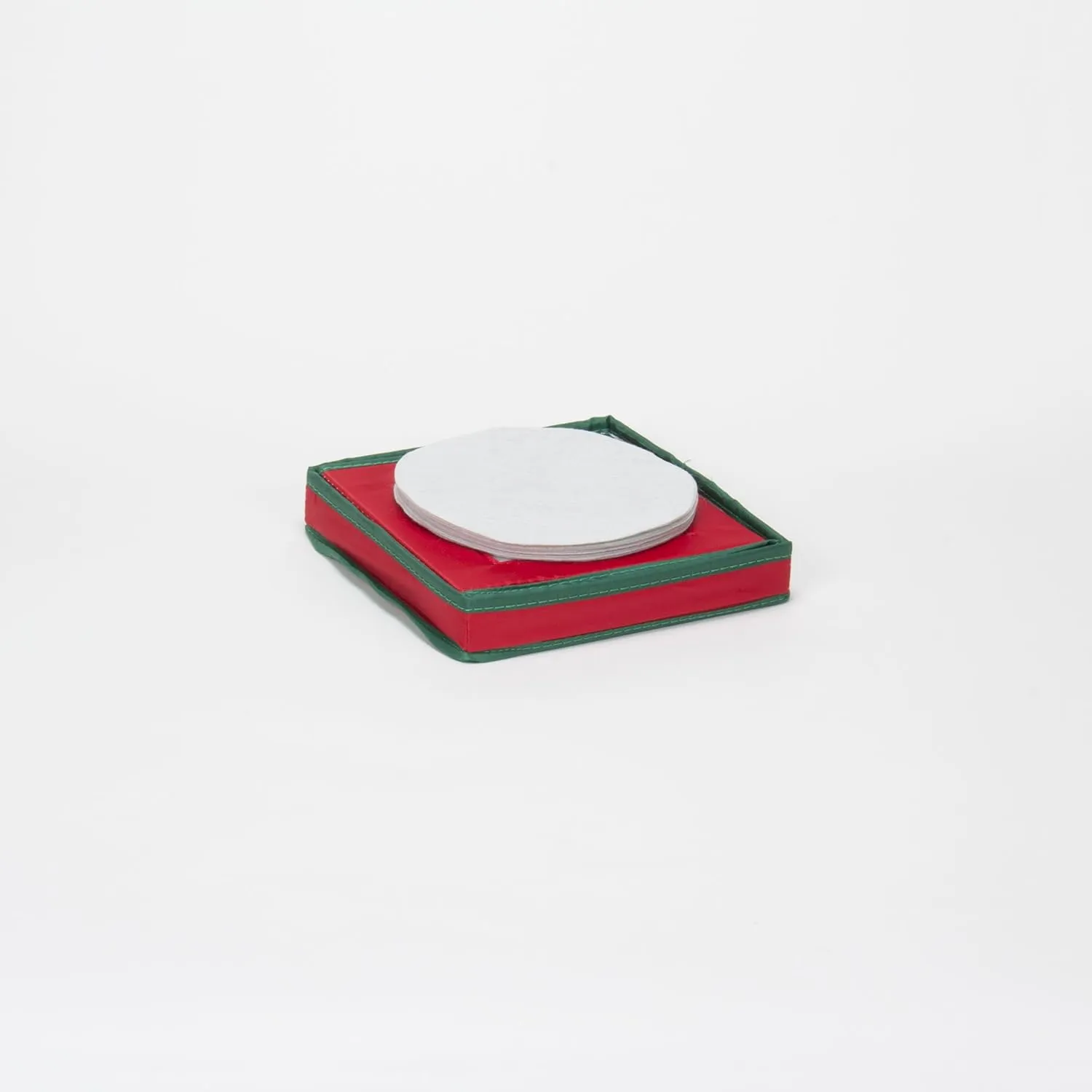 Household Essentials 532RED Holiday China Dinnerware Storage for Dessert Plates or Bowls | Removable Lid | Red Canvas with Green Trim