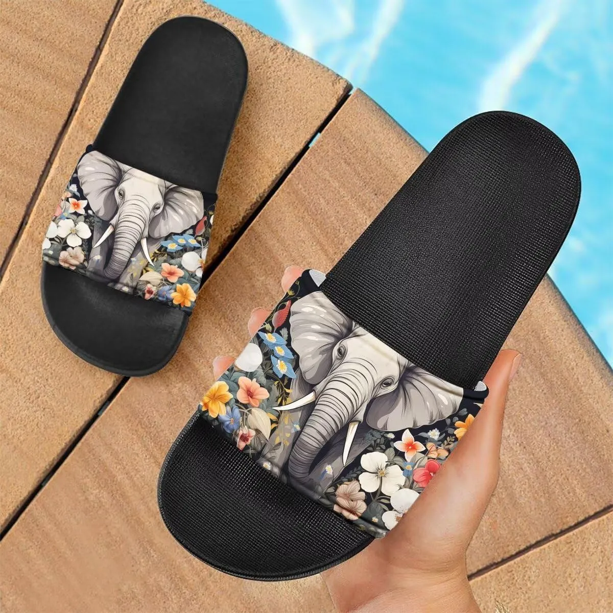 Howilath Novelty Patten Slippers for Women Men, Non-Slip Single Band Slide Sandals Open Toe Soft Sole Flat Sandals