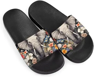 Howilath Novelty Patten Slippers for Women Men, Non-Slip Single Band Slide Sandals Open Toe Soft Sole Flat Sandals
