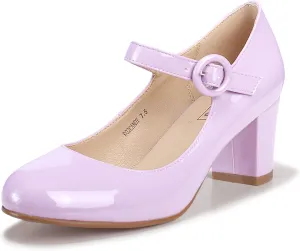 IDIFU Women's Candy Dress Mary Jane Shoes Low Block Heels Closed Round Toe Office Work Church Wedding Pumps