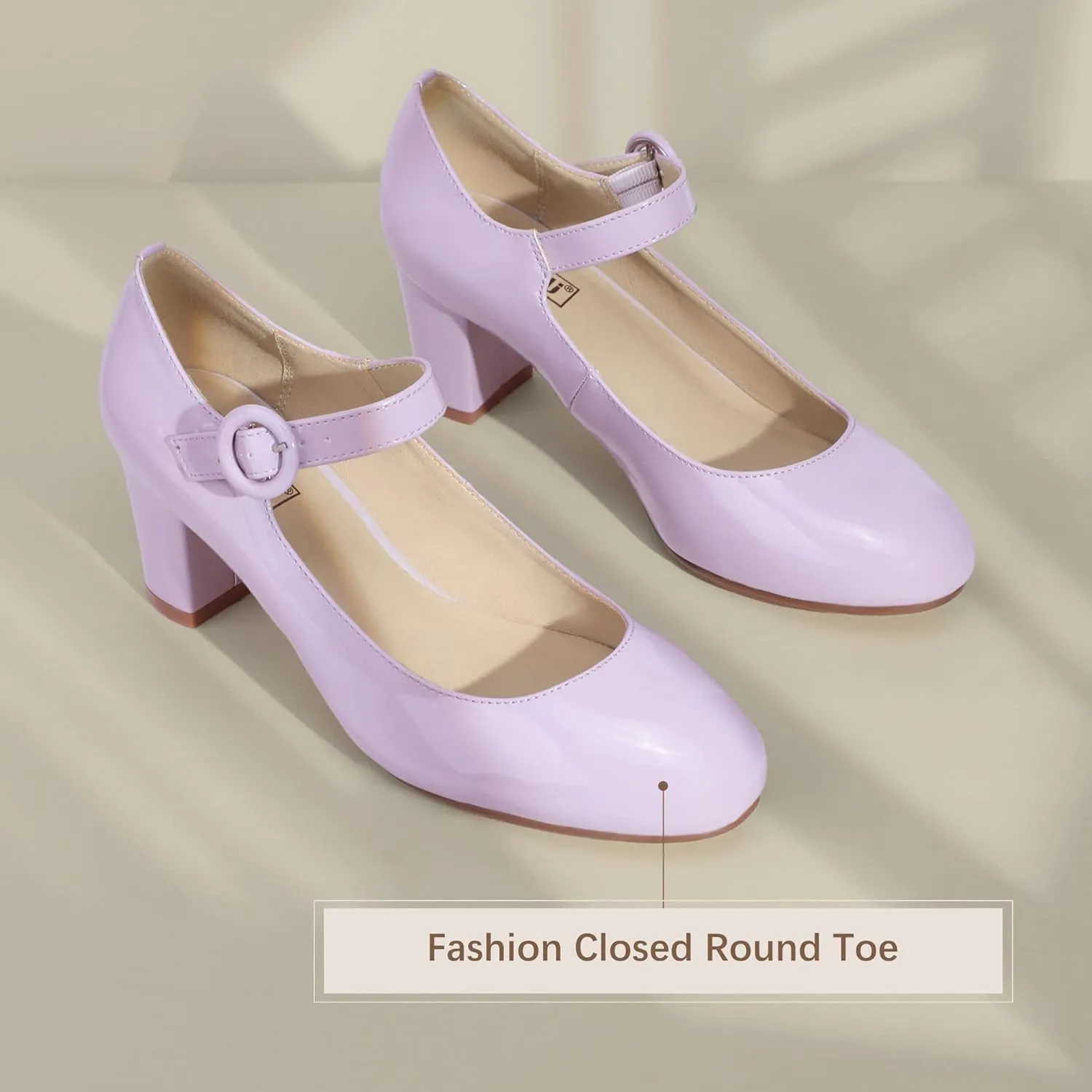 IDIFU Women's Candy Dress Mary Jane Shoes Low Block Heels Closed Round Toe Office Work Church Wedding Pumps