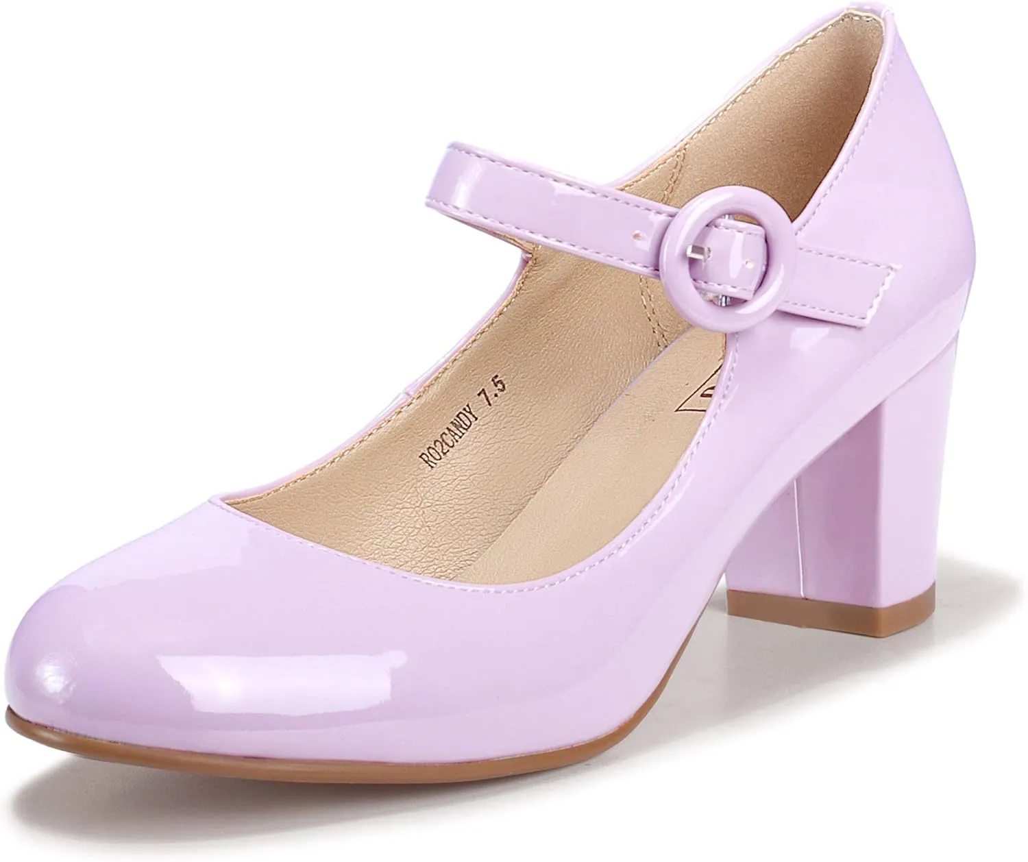 IDIFU Women's Candy Dress Mary Jane Shoes Low Block Heels Closed Round Toe Office Work Church Wedding Pumps