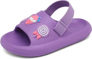 INMINPIN Toddler Boys Girls Slides Sandals Comfort Beach Pool Shower Slippers with Elastic Back Strap