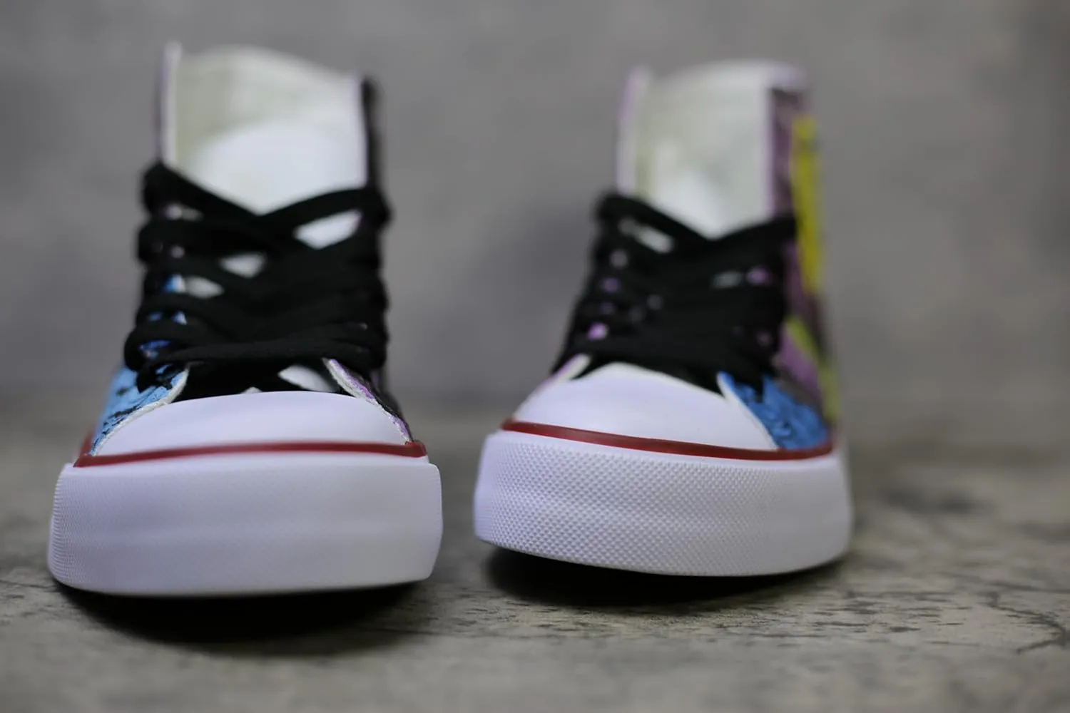 Jack and Sally canvas shoes Christmas High Top Canvas Sneakers, Hand-Painted Design, Purple and Yellow (10Men/EUR45)
