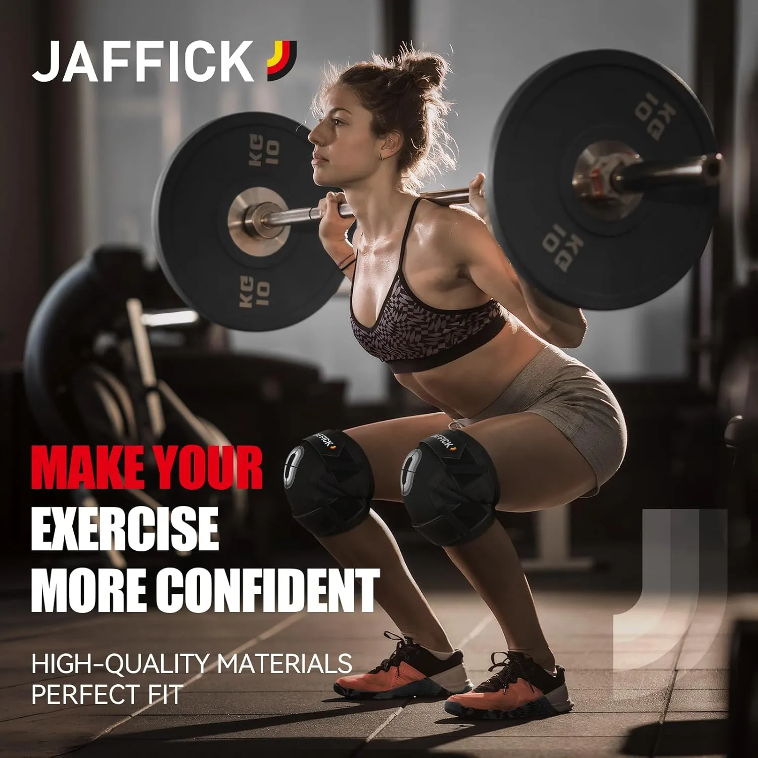 Jaffick Knee Sleeves (1 Pair),Double Layer Compression Knee Braces for Suitable for Squats, Weightlifting, Powerlifting, Gym Exercises, Unique Pressure Belt Design，7MM Neoprene Sleeves