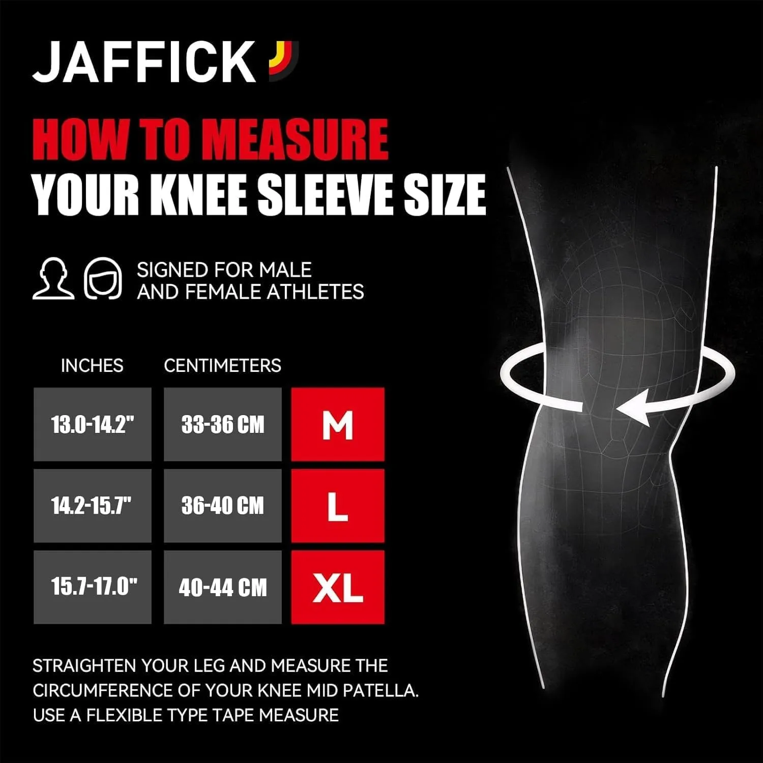 Jaffick Knee Sleeves (1 Pair),Double Layer Compression Knee Braces for Suitable for Squats, Weightlifting, Powerlifting, Gym Exercises, Unique Pressure Belt Design，7MM Neoprene Sleeves