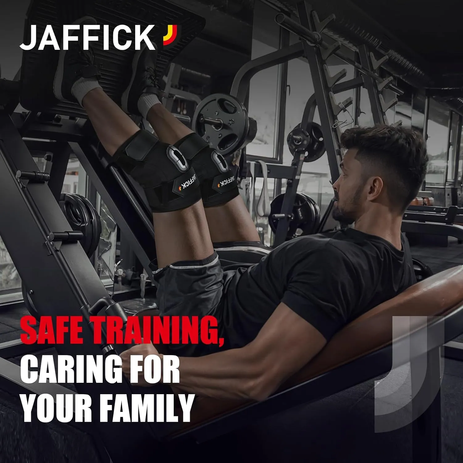 Jaffick Knee Sleeves (1 Pair),Double Layer Compression Knee Braces for Suitable for Squats, Weightlifting, Powerlifting, Gym Exercises, Unique Pressure Belt Design，7MM Neoprene Sleeves