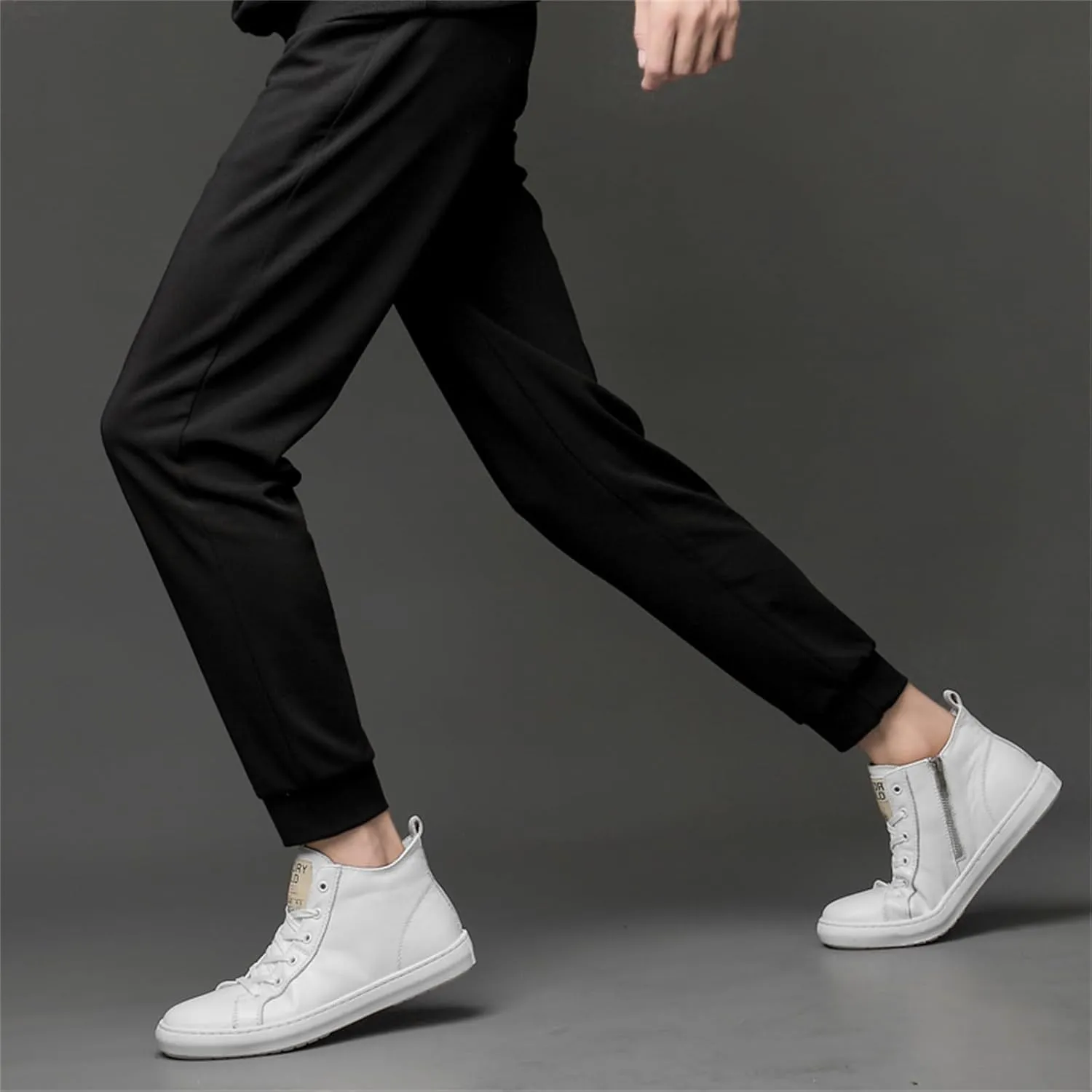 JiuQing Men's Fashion Dress Sneaker High Top Lace-Up Oxfords Side Zipper Casual