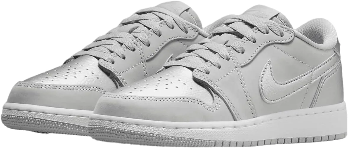 Jordan Air 1 Low OG Wolf Grey Big Kids' Shoes (CZ0858-002, Neutral Grey/Metallic Silver-White)