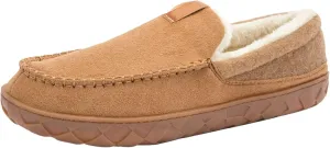 Josaywin Men's Cozy Moccasin Slippers with Memory Foam - Rubber Sole with Multi-Directional Grip Indoor/Outdoor House Shoes Size 7-16
