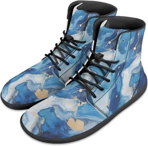 JoyLamoria Bling Bling Butterfly Print High Top Sneakers Lace up Leather Shoes Fashion High Top Flats Barefoot Wide Shoes Y2K for Girls