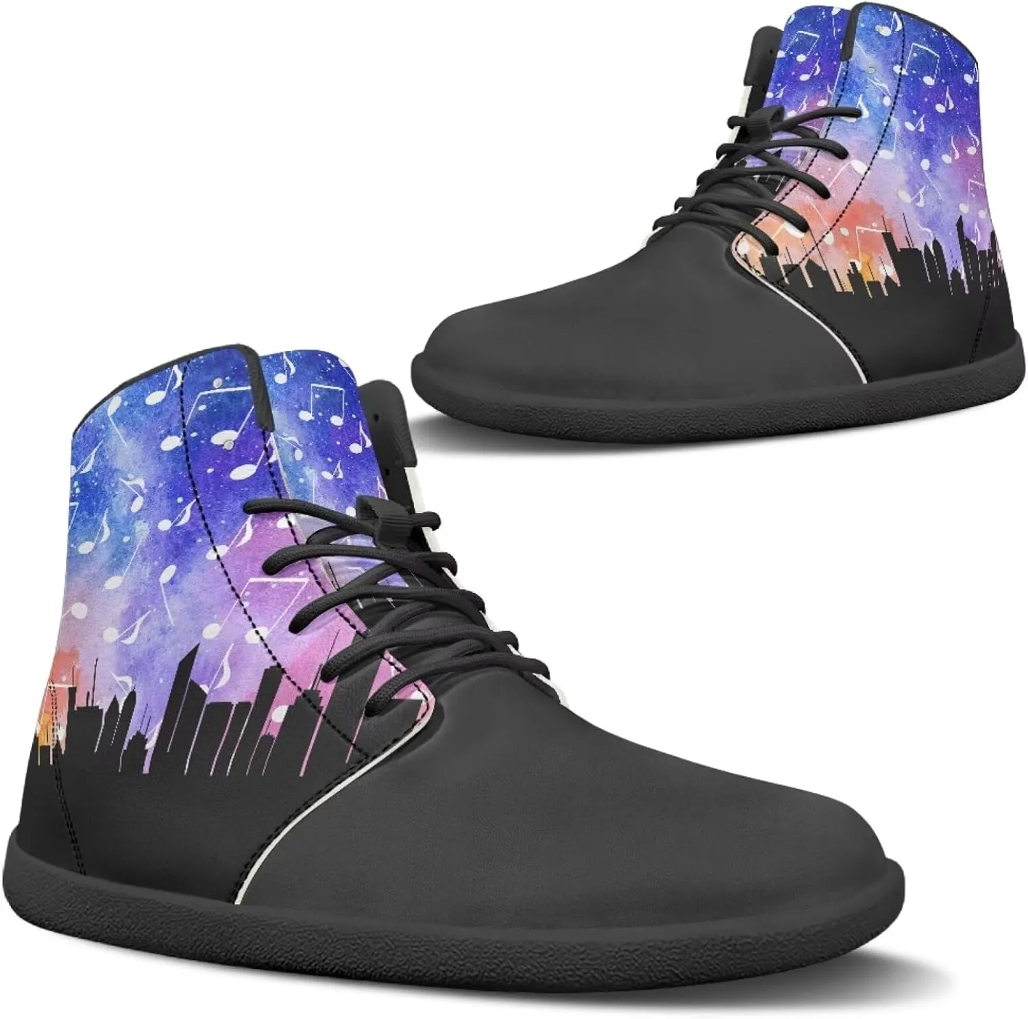 JoyLamoria Unisex High Top Sneakers Mandala Style Leather Shoes Lace-up Comfortable Casual Fashion Sneakers