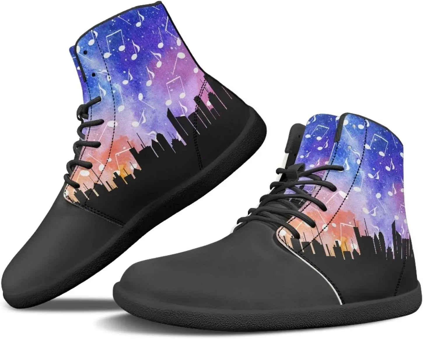 JoyLamoria Unisex High Top Sneakers Mandala Style Leather Shoes Lace-up Comfortable Casual Fashion Sneakers
