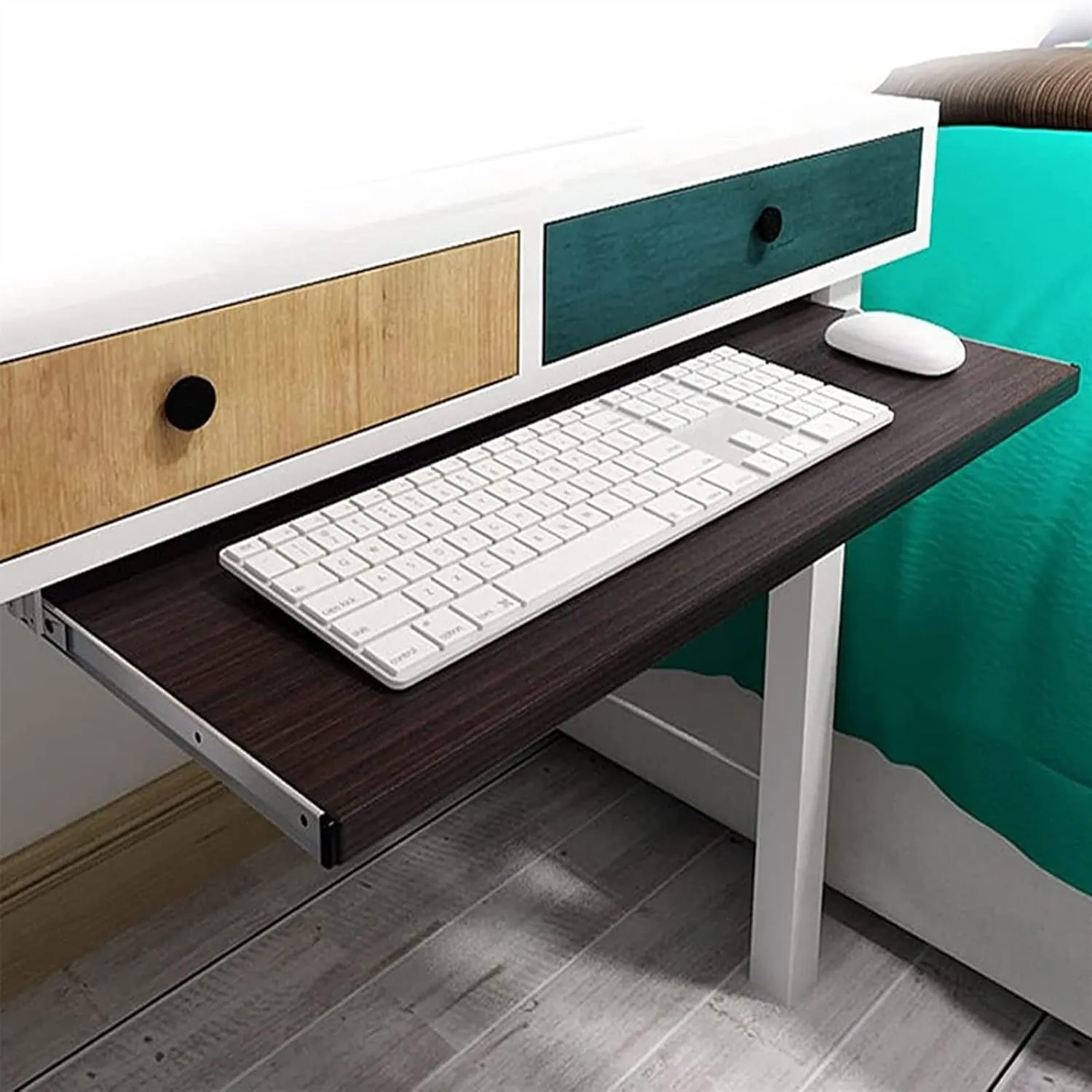 Keyboard Tray Sliding Keyboard Tray Wooden Desk Extension Metal Drawer Slide Rail Modified Keyboard Slider Ergonomics, Relieves Muscle Fatigue and