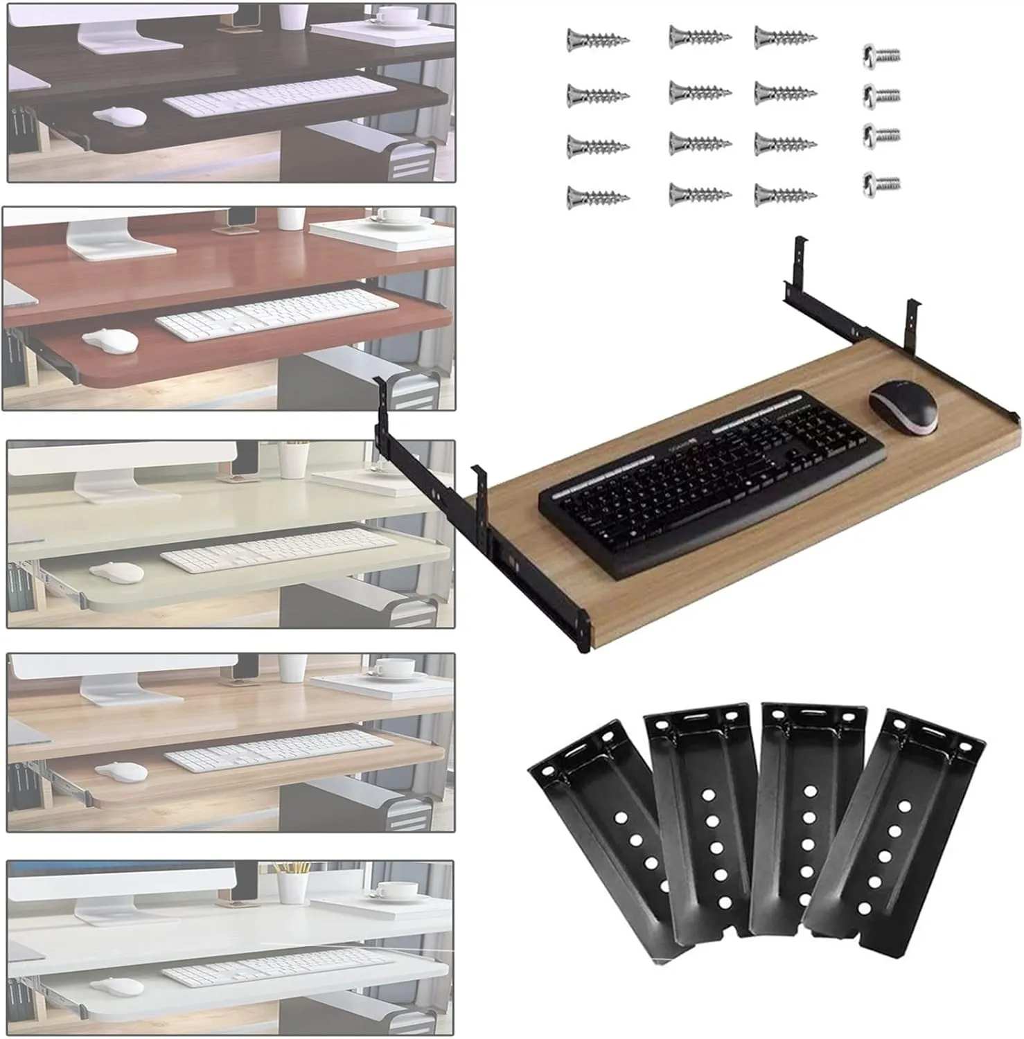 Keyboard Tray Sliding Keyboard Tray Wooden Desk Extension Metal Drawer Slide Rail Modified Keyboard Slider Ergonomics, Relieves Muscle Fatigue and