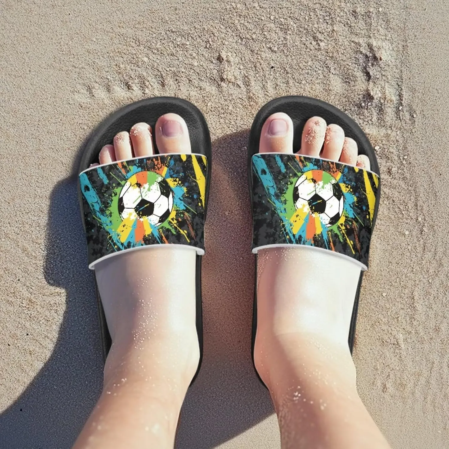 Kids Soccer Slides Boys Beach Sandals for Little Girls Ball Slippers Open Toe Non Slip