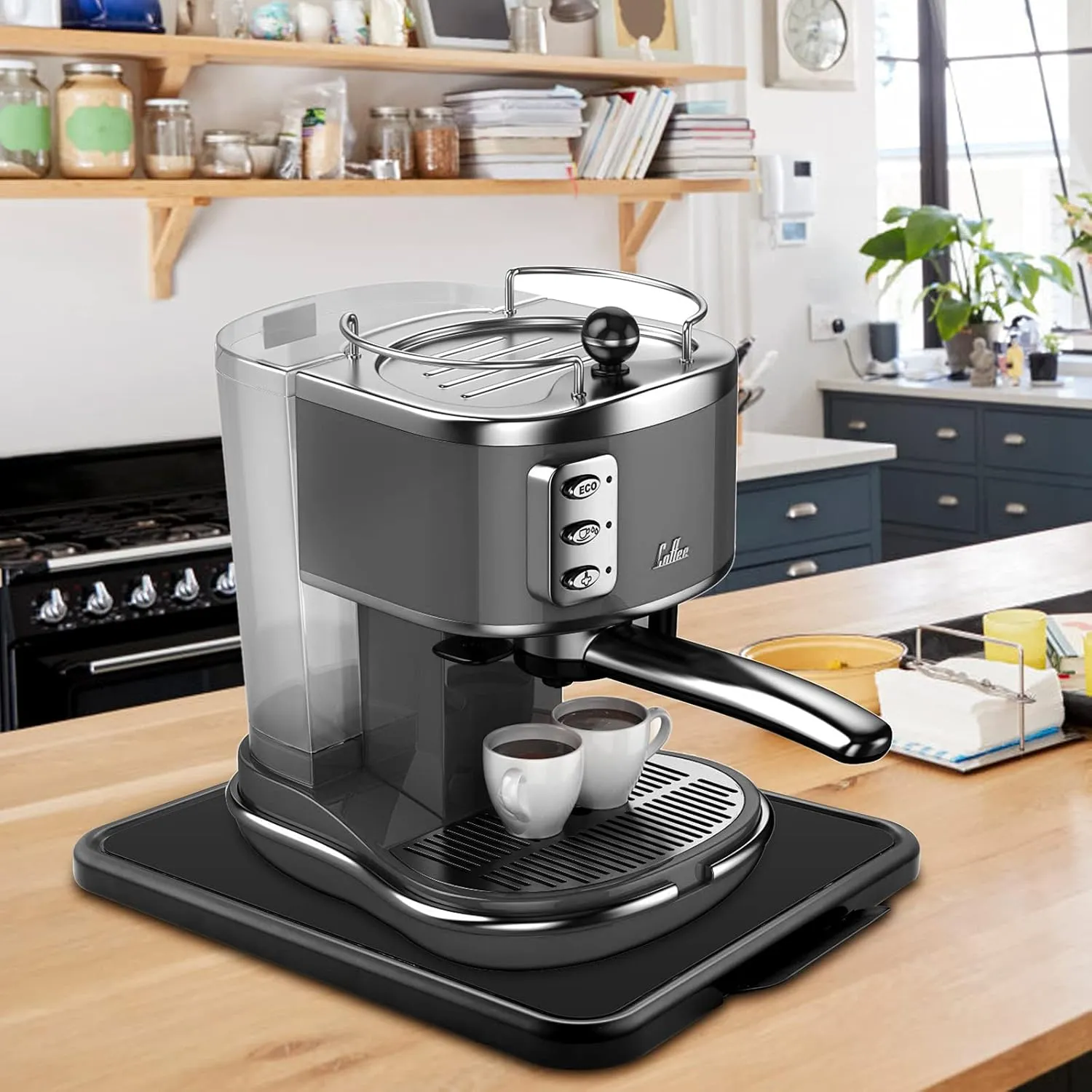 Kitchen Caddy Coffee Maker Sliding Tray, Premium Under Cabinet Appliance Coffee Maker Toaster Blender Air Fryer Stand Mixer (Alloy Steel, 11.7" W x 13.8" D)
