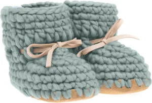 Knitted Baby Moccasin Booties, Winter Crochet Fleece-Style Slipper Shoes with Anti-Slip Rubber Soles, Essential Gifts for Girl & Boy Babies