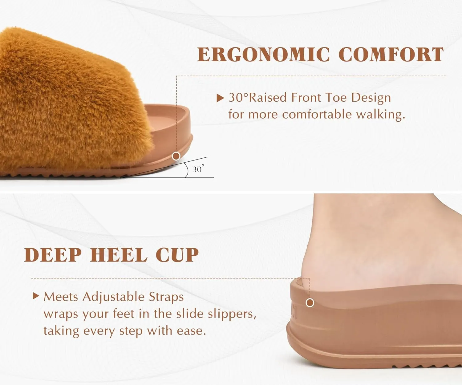 KuaiLu Women's Orthotic Slippers With Arch Support Soft Cushion Sandal Slippers for Woman Ladies Fashion Open Toe Faux Fur Platform Slipper Indoor Outdoor Size 6~12