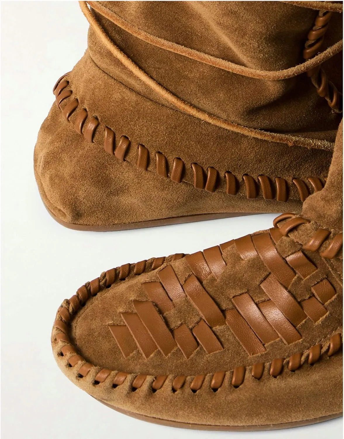 KysBloes Women's Slouchy Boots Fringe Moccasin Shoes Fold Over Flats Lace Up Tassel Comfortable Suede Ankle Boots