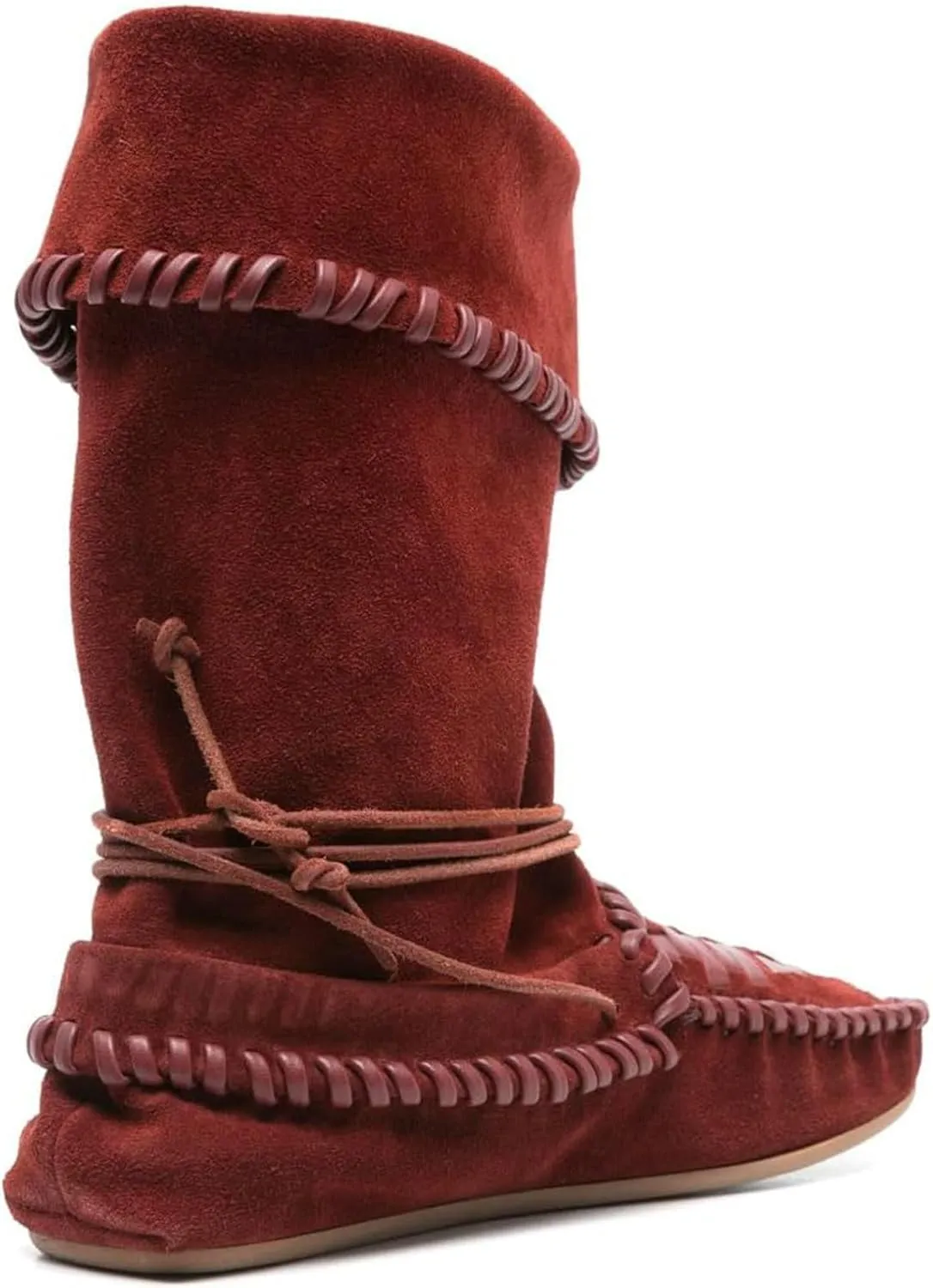 KysBloes Women's Slouchy Boots Fringe Moccasin Shoes Fold Over Flats Lace Up Tassel Comfortable Suede Ankle Boots