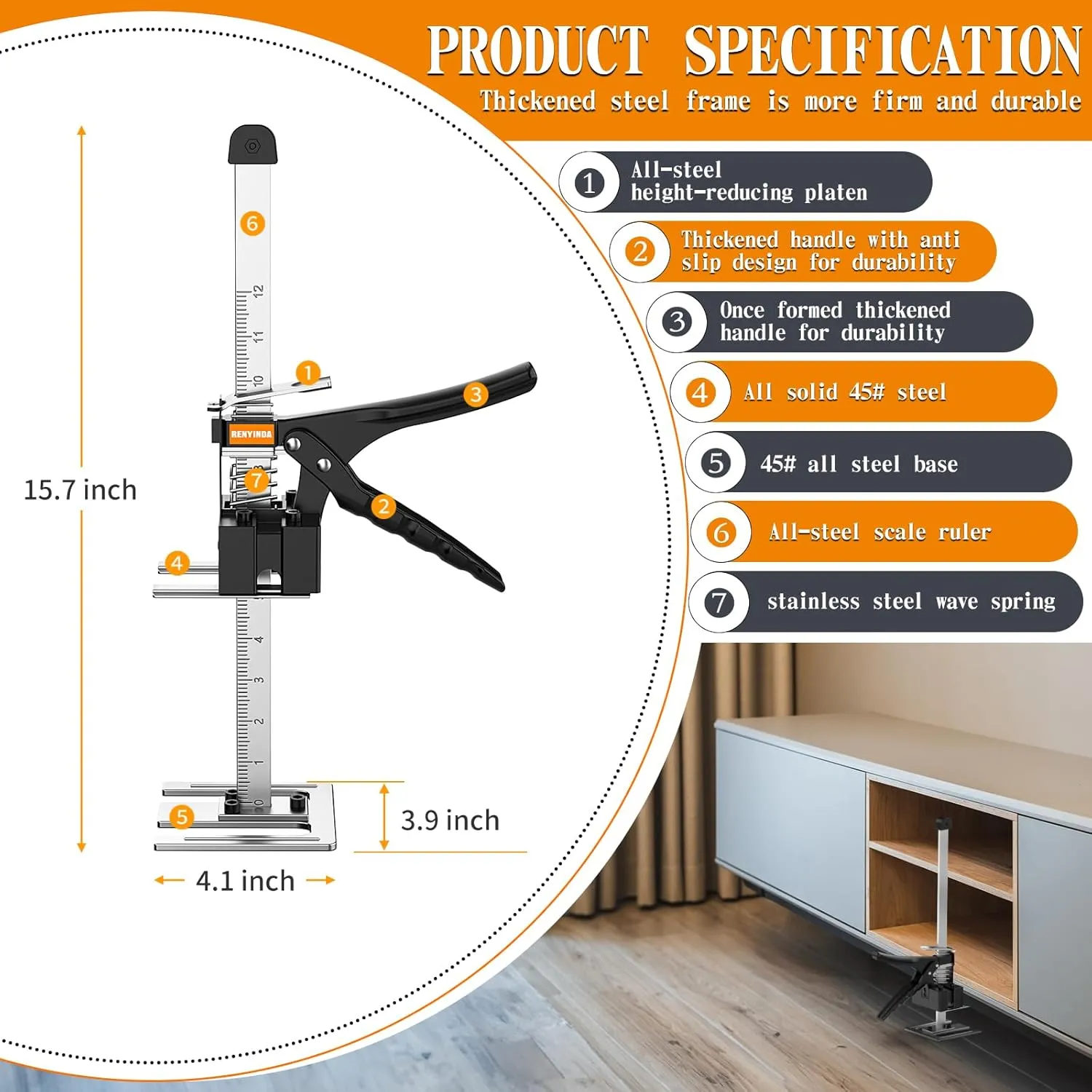 Labor-Saving Arm Jack Multifunctional Construction Jacks, Furniture Jacks，Lift Height 10 inches 300lb Load-Bearing for Installing Windows and Doors, Lifting Furniture, Woodworking Tools