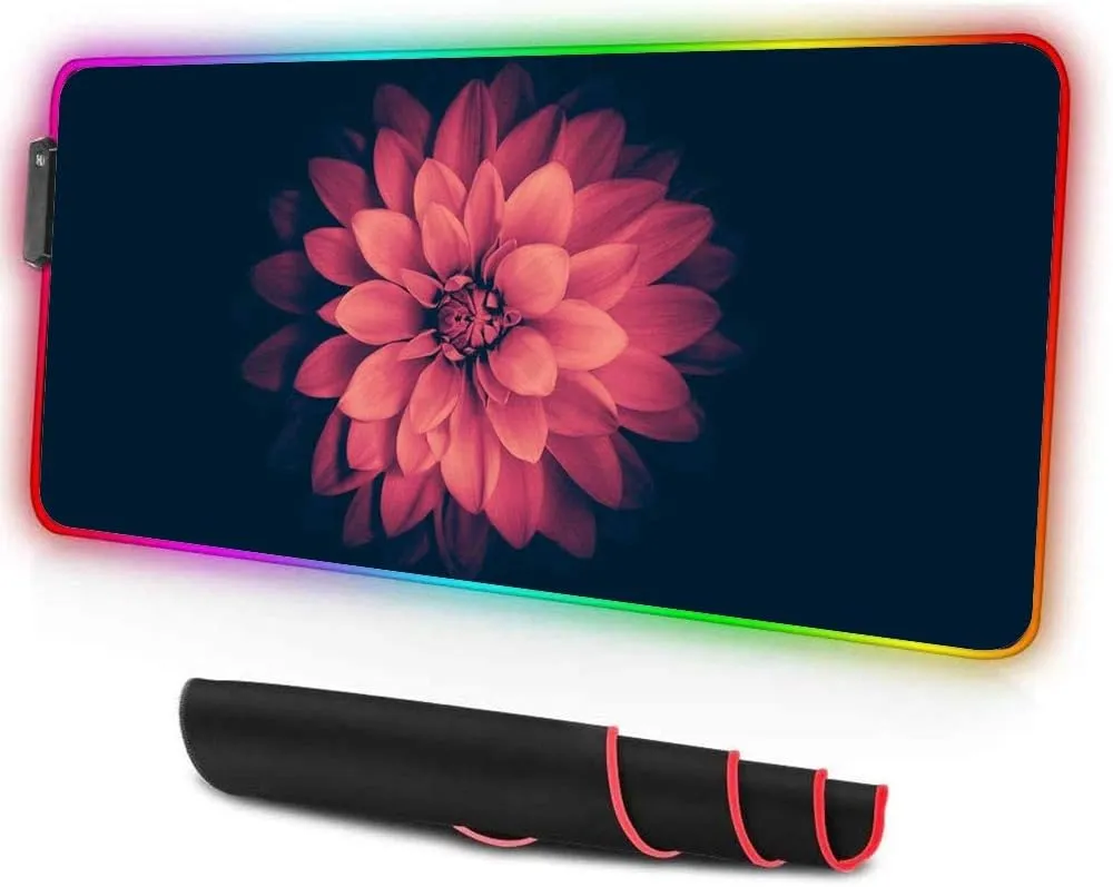 Large RGB Gaming XXL Mouse Pad with Stitched Edge 31.5×15.7×0.15 Colorful Mandala Mouse Mat Customized Extended Glowing Led Gaming Mouse Pad Anti-Slip Rubber Base Ergonomic Mouse Pad for Compute