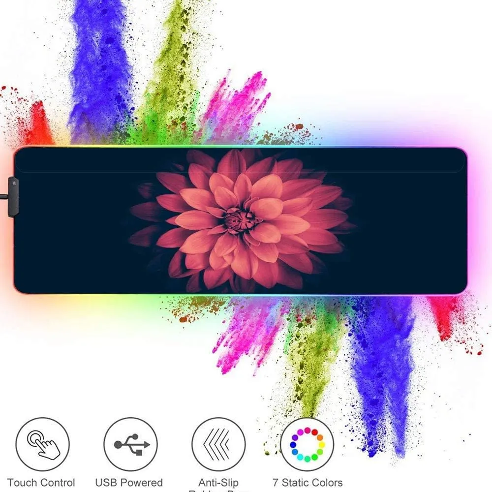 Large RGB Gaming XXL Mouse Pad with Stitched Edge 31.5×15.7×0.15 Colorful Mandala Mouse Mat Customized Extended Glowing Led Gaming Mouse Pad Anti-Slip Rubber Base Ergonomic Mouse Pad for Compute