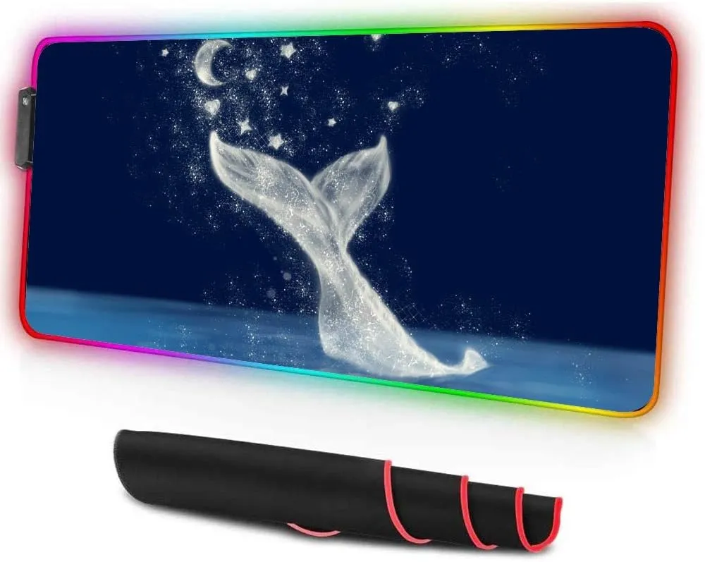 Large RGB Gaming XXL Mouse Pad with Stitched Edge 31.5×15.7×0.15 Nebula Mandala Mouse Mat Customized Extended Glowing Led Mouse Pad Rubber Base Ergonomic Mouse Pad for Computer
