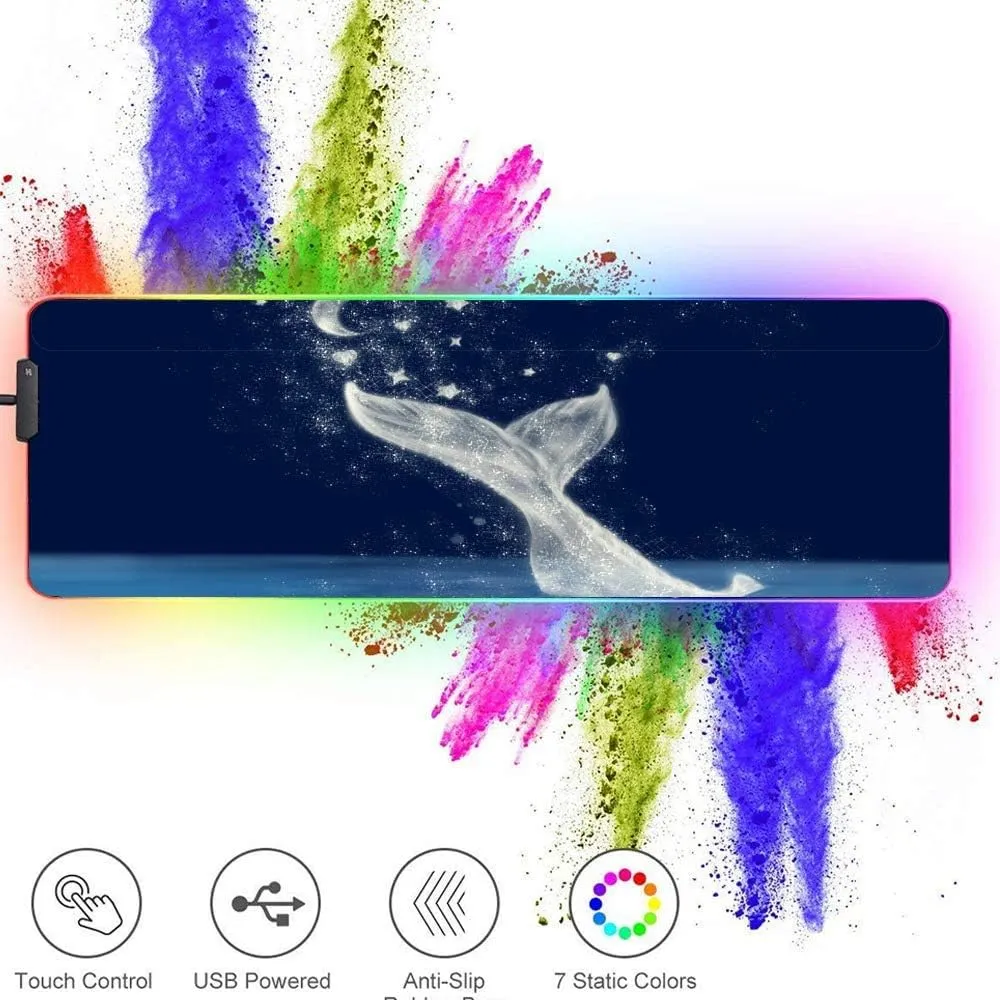 Large RGB Gaming XXL Mouse Pad with Stitched Edge 31.5×15.7×0.15 Nebula Mandala Mouse Mat Customized Extended Glowing Led Mouse Pad Rubber Base Ergonomic Mouse Pad for Computer