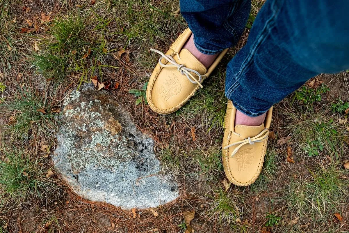 Laurentian Chief Men's Moose Hide Fringed Earthing Moccasins